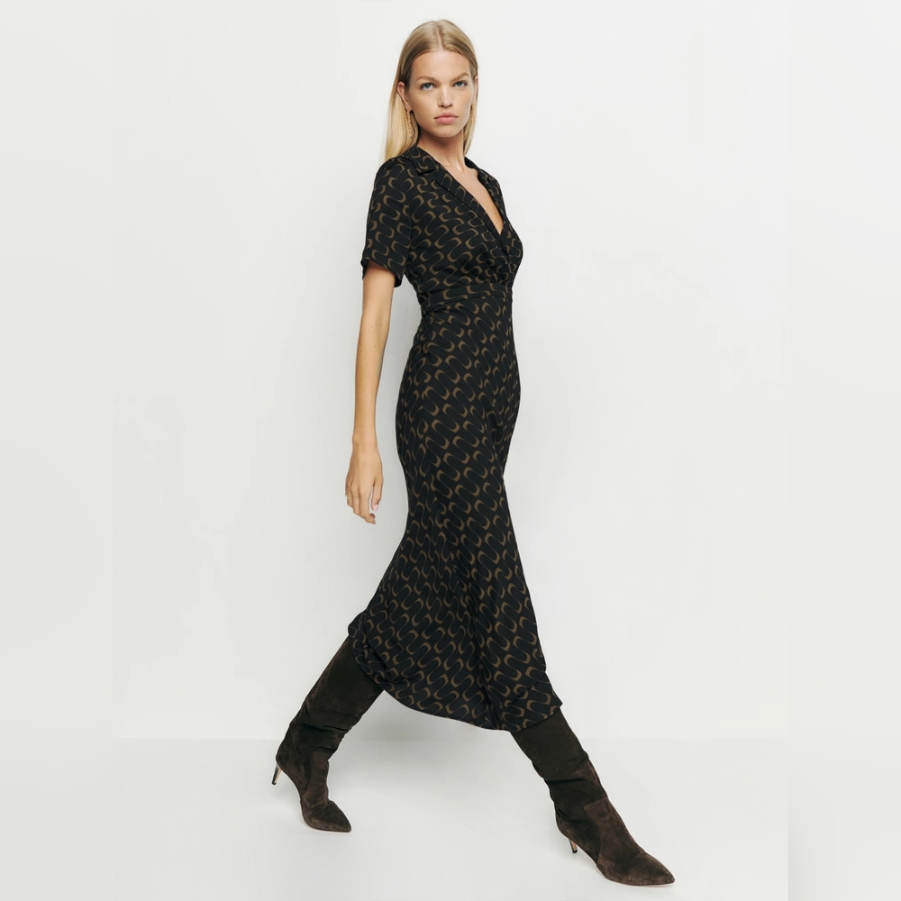 Reformation Danika Black with Patterned Dress